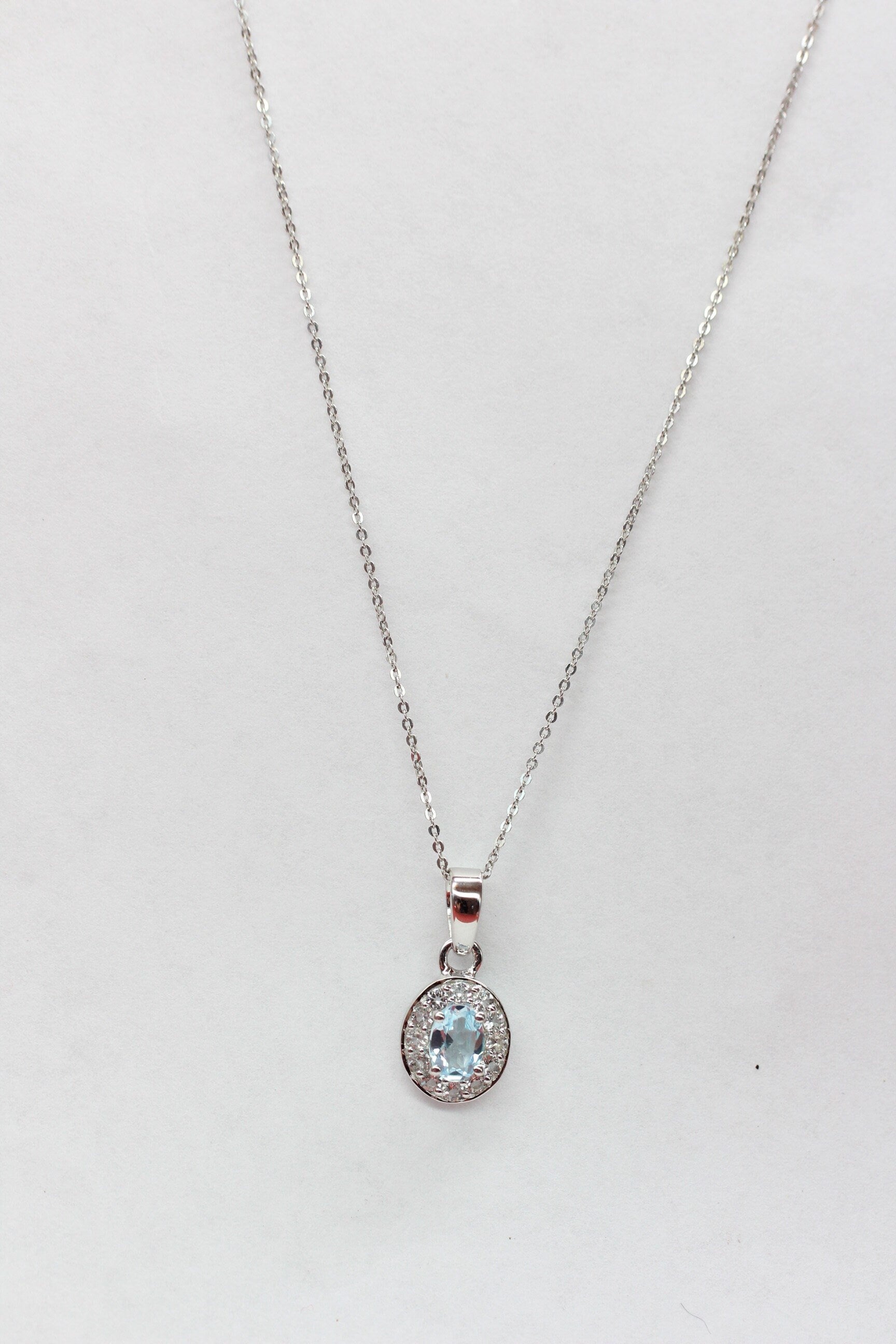 Edler 0,8 Carat Blautopas weisstopas Anhänger 925 Silber Edelstein