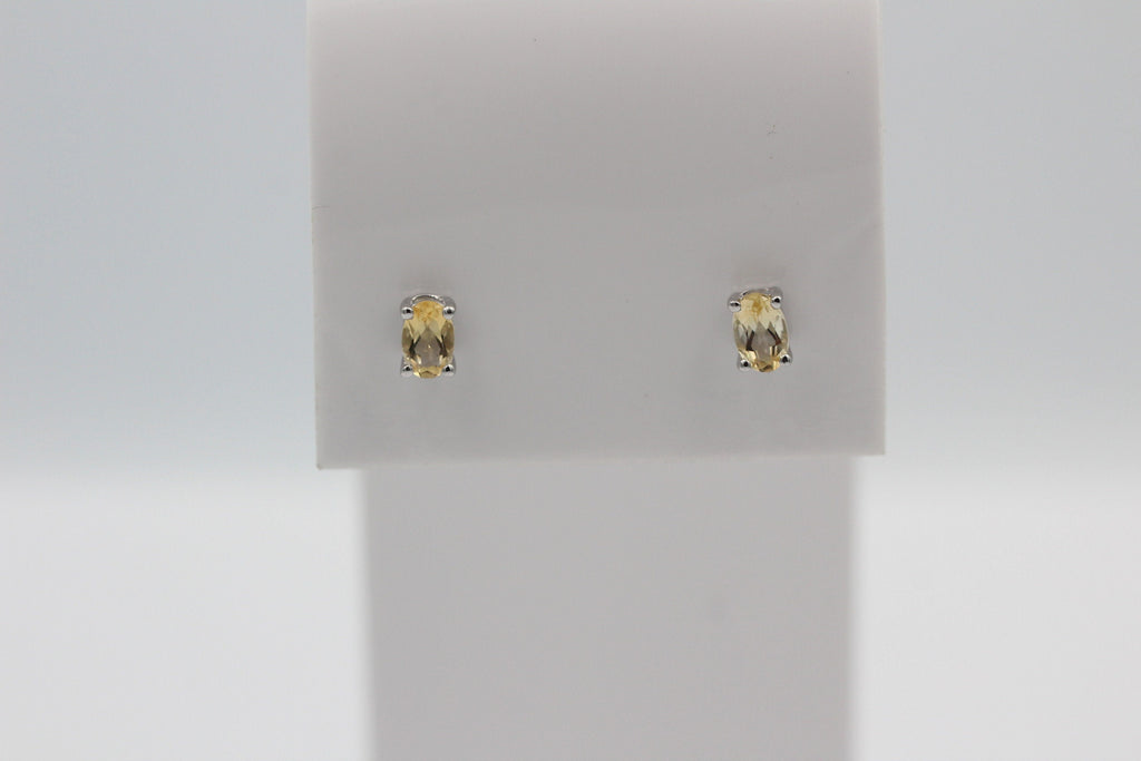 Edle 1,0 Cara Citrin Ohrstecker 925 Silber Ohrring Ohrschmuck gelber Edelstein