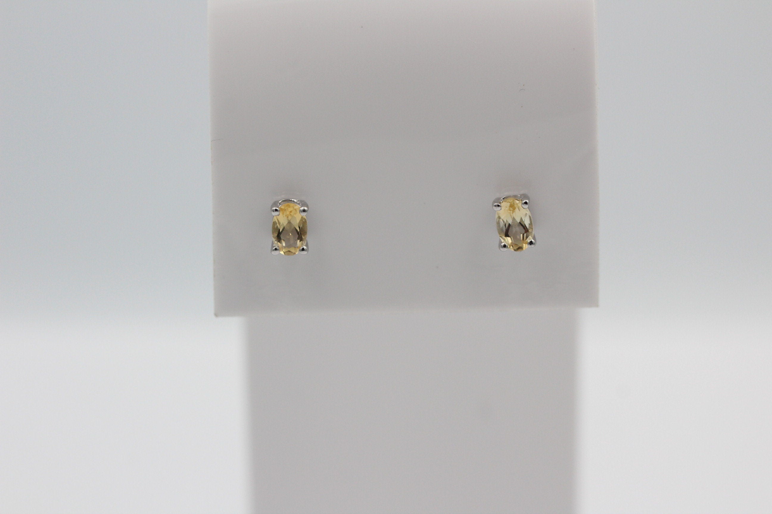 Edle 1,0 Cara Citrin Ohrstecker 925 Silber Ohrring Ohrschmuck gelber Edelstein