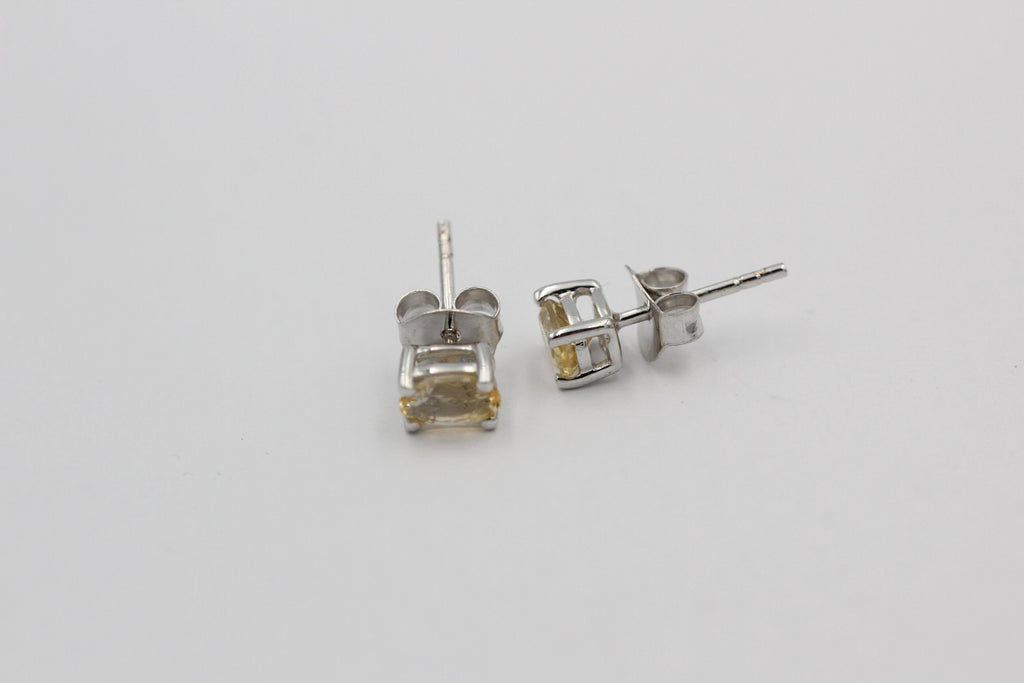Edle 1,0 Cara Citrin Ohrstecker 925 Silber Ohrring Ohrschmuck gelber Edelstein