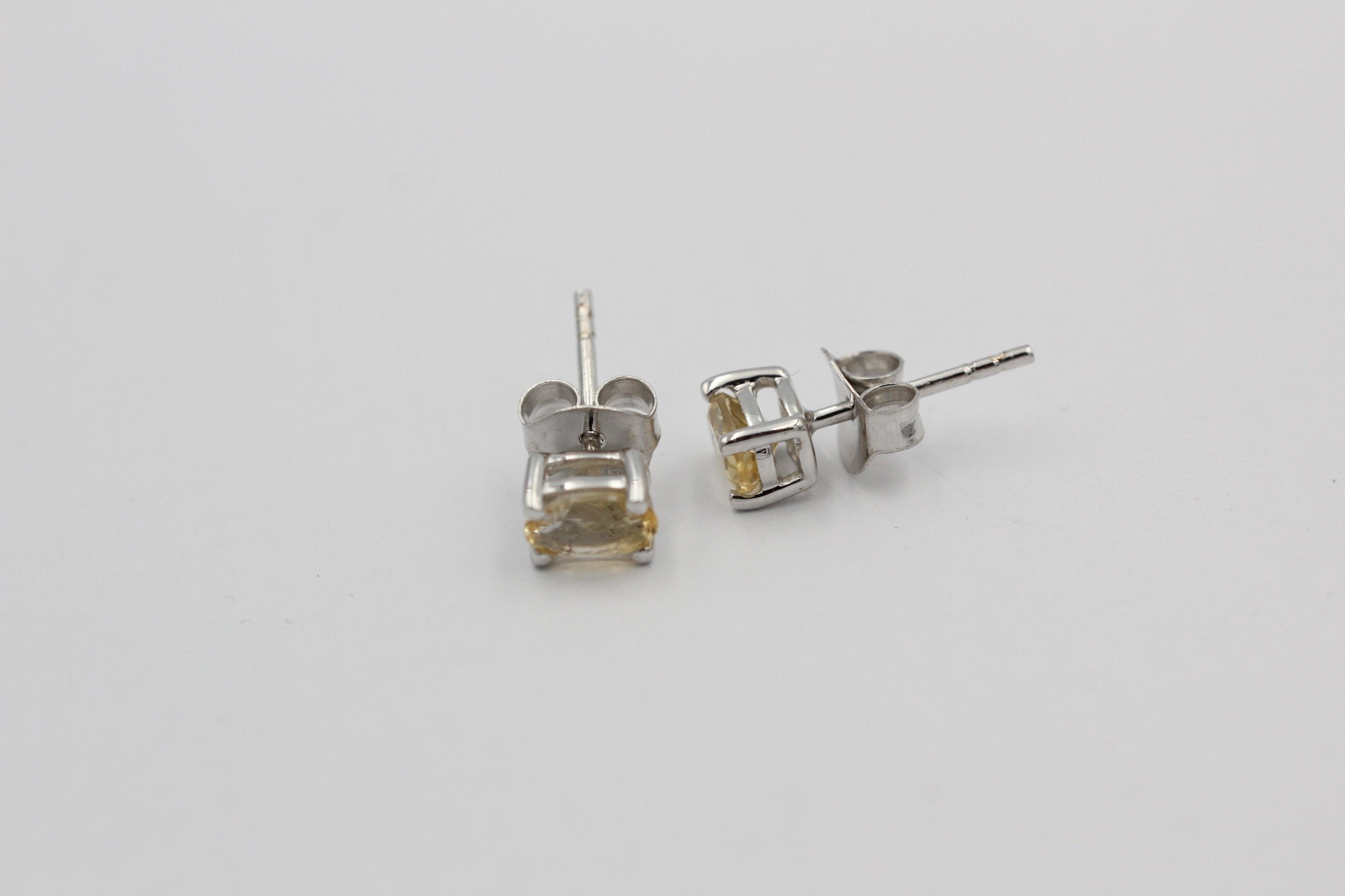 Edle 1,0 Cara Citrin Ohrstecker 925 Silber Ohrring Ohrschmuck gelber Edelstein