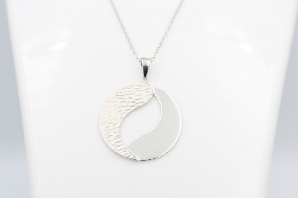 Anhänger rund 925 Sterling Silber rhodiniert mattiert Collier Kette Top Edel