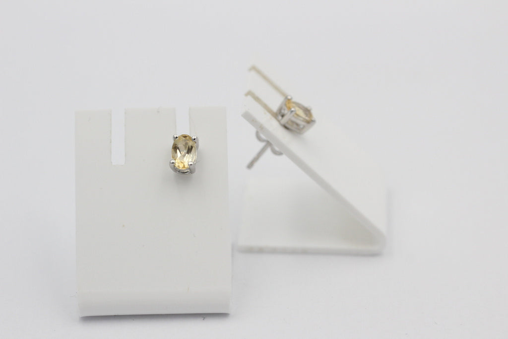 Edle 1,0 Cara Citrin Ohrstecker 925 Silber Ohrring Ohrschmuck gelber Edelstein