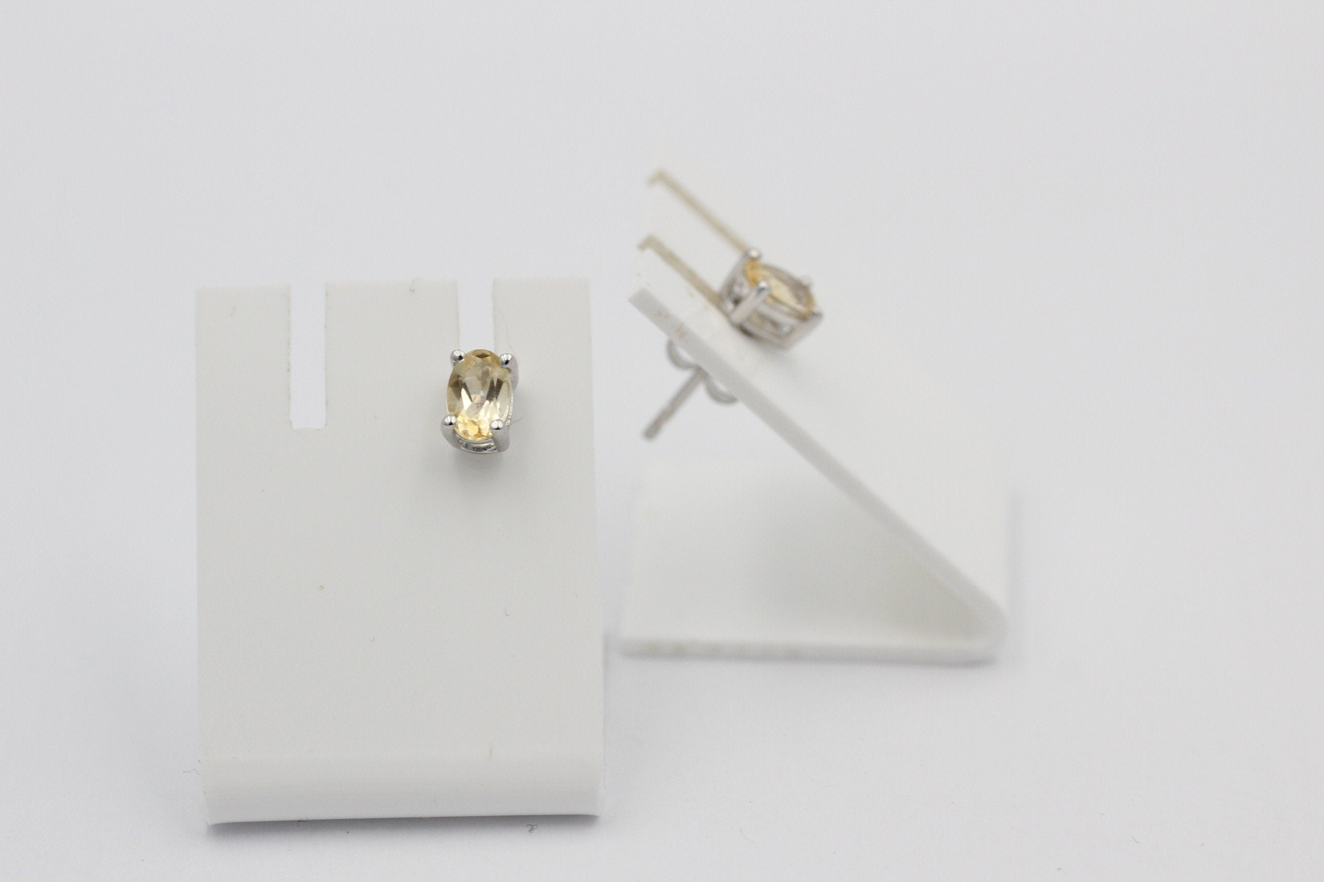 Edle 1,0 Cara Citrin Ohrstecker 925 Silber Ohrring Ohrschmuck gelber Edelstein