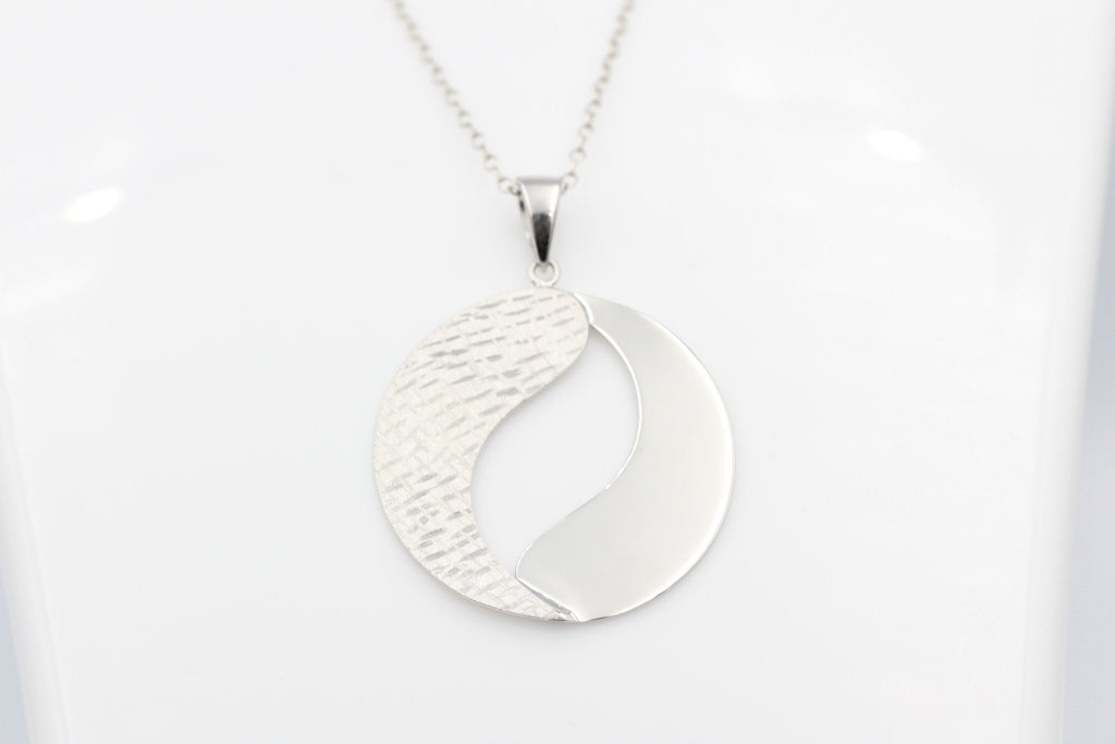 Anhänger rund 925 Sterling Silber rhodiniert mattiert Collier Kette Top Edel