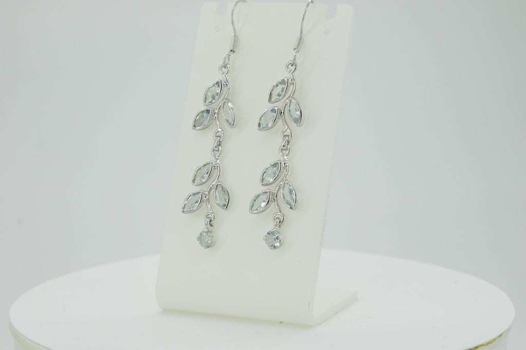 Edle florale 3,6 Carat Blautopas Ohrhanger 928 Silber romantische Ohrhanger