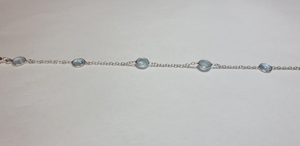 6,8 Carat Blautopas Cabochon Armband 925 Silber himmelblauesTopas Armband