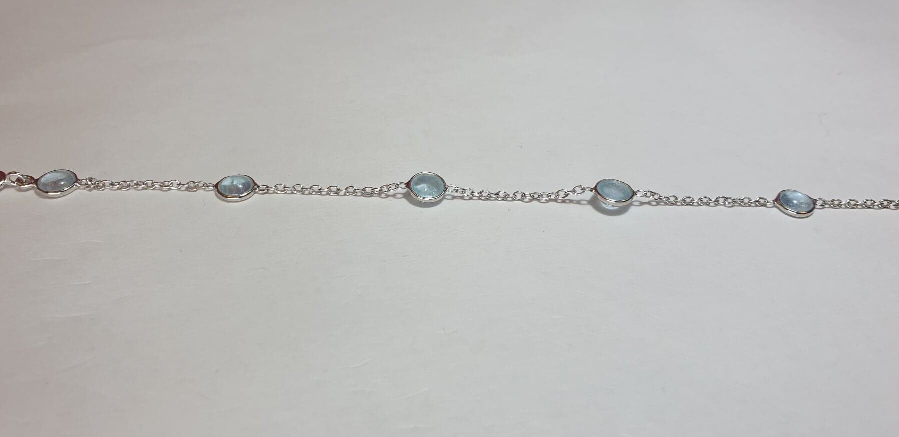 6,8 Carat Blautopas Cabochon Armband 925 Silber himmelblauesTopas Armband