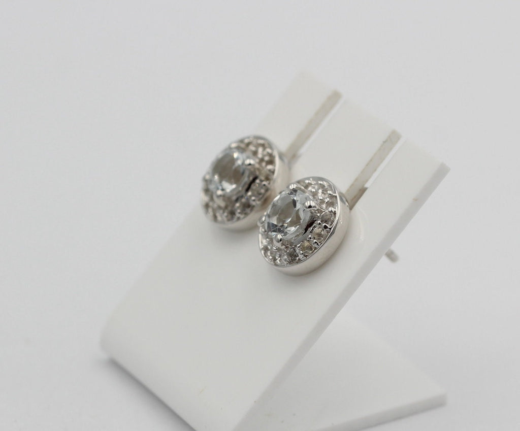 Edler 1,35  Carat Weißtopas OHrstecker 925 Silber Ohrschmuck Edelstein Schmuck