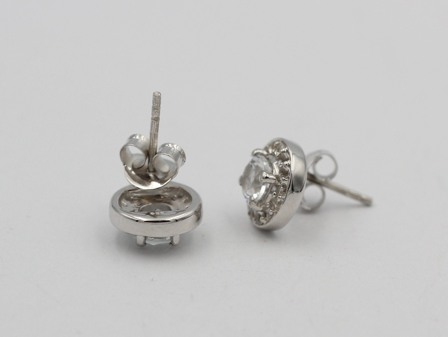 Edler 1,35  Carat Weißtopas OHrstecker 925 Silber Ohrschmuck Edelstein Schmuck
