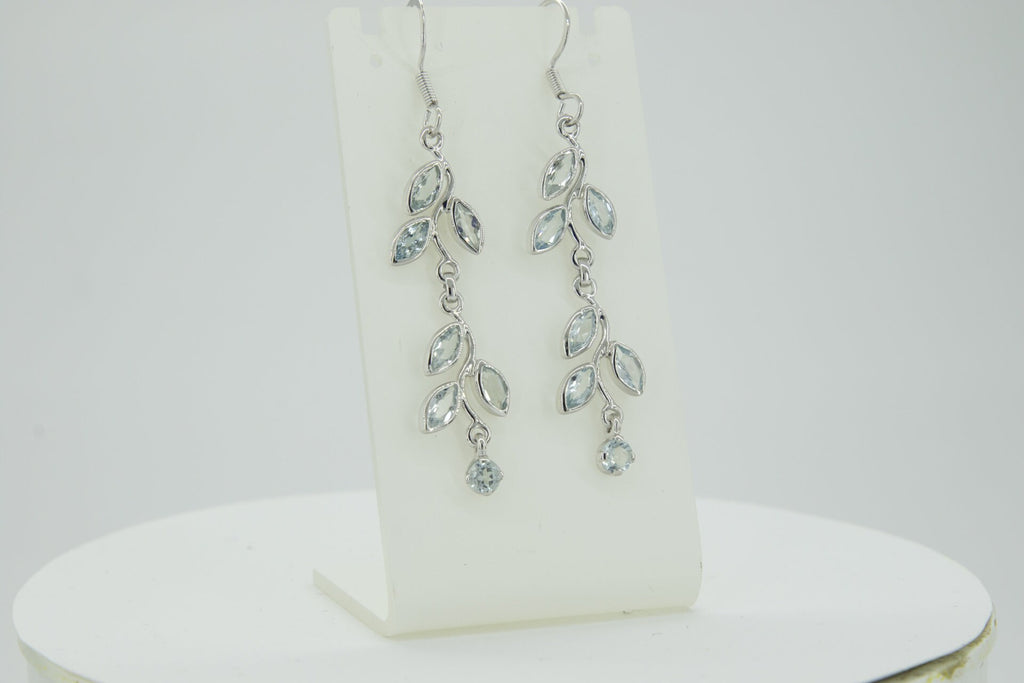Edle florale 3,6 Carat Blautopas Ohrhanger 928 Silber romantische Ohrhanger
