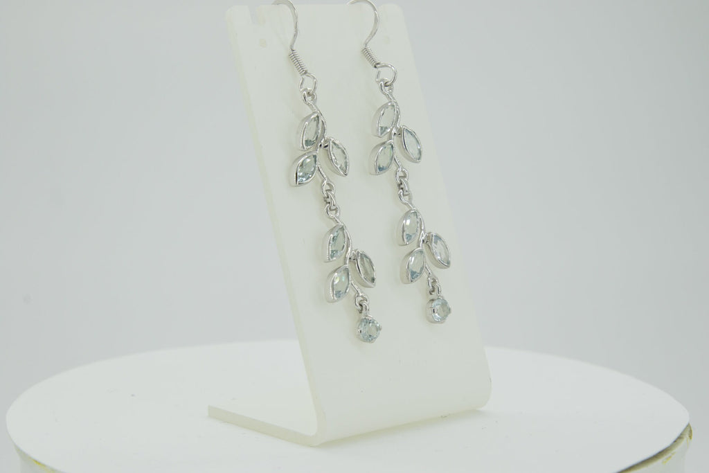 Edle florale 3,6 Carat Blautopas Ohrhanger 928 Silber romantische Ohrhanger
