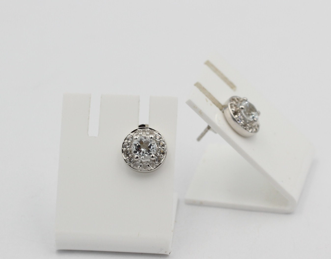 Edler 1,35  Carat Weißtopas OHrstecker 925 Silber Ohrschmuck Edelstein Schmuck