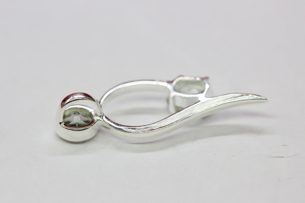 Edler 1,49 Carat moderner Prasiolith Anhanger 925 Silber Collier Kette graner Amethyst