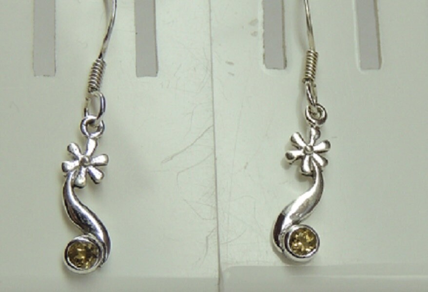 Edle 0,18 Carat gelbe Citrin Ohrhaken 925 Silber Ohrschmuck Ohrring gelber Edelstein