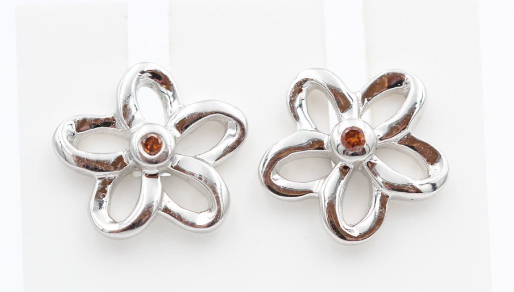 0,02 Carat roter Diamant Blumen Ohrstecker 925 Silber I2-I3 Top Edel