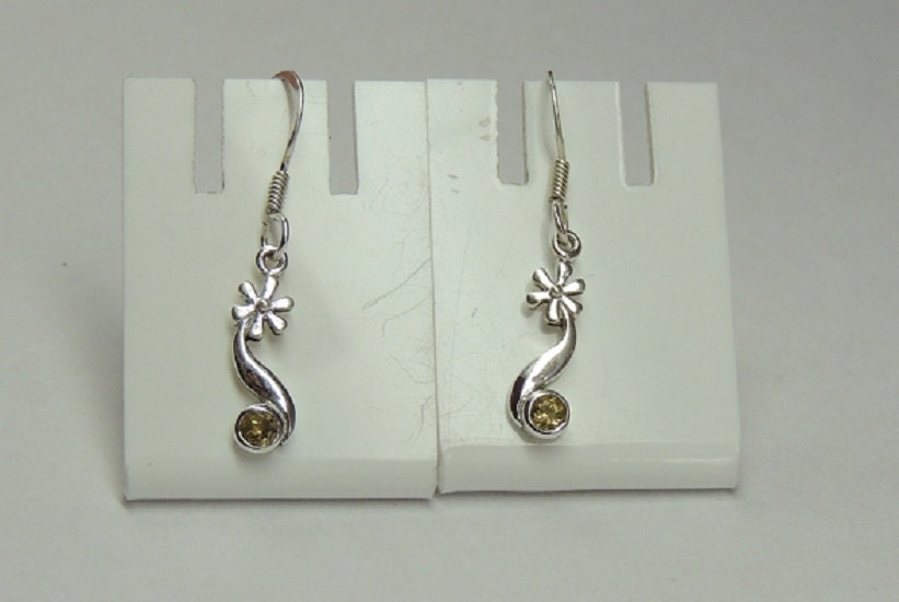 Edle 0,18 Carat gelbe Citrin Ohrhaken 925 Silber Ohrschmuck Ohrring gelber Edelstein