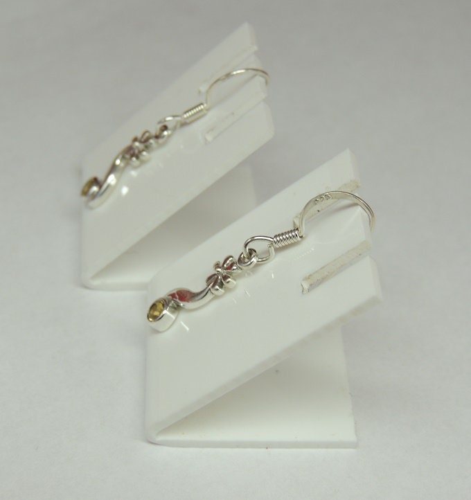 Edle 0,18 Carat gelbe Citrin Ohrhaken 925 Silber Ohrschmuck Ohrring gelber Edelstein