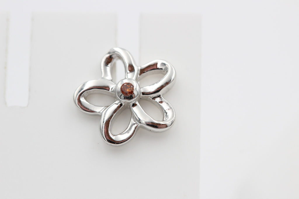0,02 Carat roter Diamant Blumen Ohrstecker 925 Silber I2-I3 Top Edel