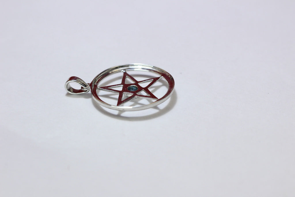 Edler 0,22 Carat Blautopas Stern Anhanger 925 Silber Collier sky blue Topas
