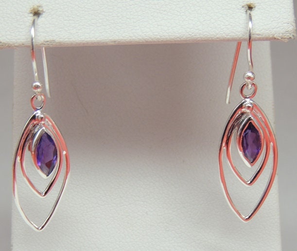 Edle 1,7 Carat Amethyst Ohrhanger 925 Silber Ohrschmuck violetter Edelstein Top
