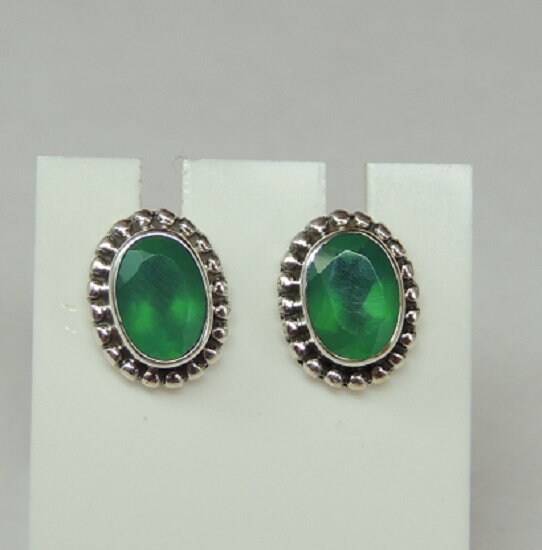 Edle 2,2 Carat facetierter graner Onyx Ohrstecker 925 Silber Ohrschmuck graner Edelstein