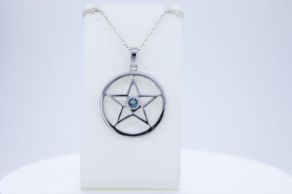 Edler 0,22 Carat Blautopas Stern Anhanger 925 Silber Collier sky blue Topas