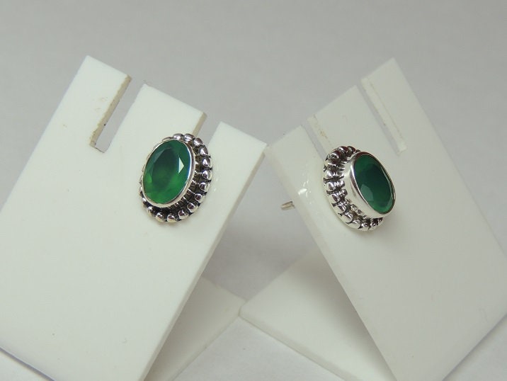 Edle 2,2 Carat facetierter graner Onyx Ohrstecker 925 Silber Ohrschmuck graner Edelstein