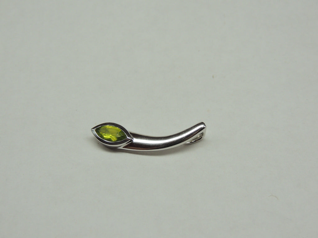 Design pur 0,85 Carat Peridot Anhanger 925 Silber Collier Kette maigraner Edelstein