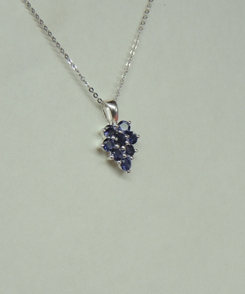 Edler 0,8 Carat Iolith Anhanger 925 Silber Collier Kette Wassersaphir Luchssaphir