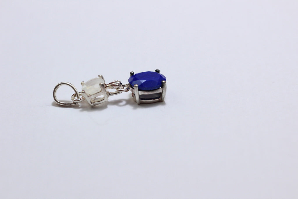 Edler 3,76 Carat Lapislazuli Mondlichttopas Anhanger 925 Silber Collier Kette Top