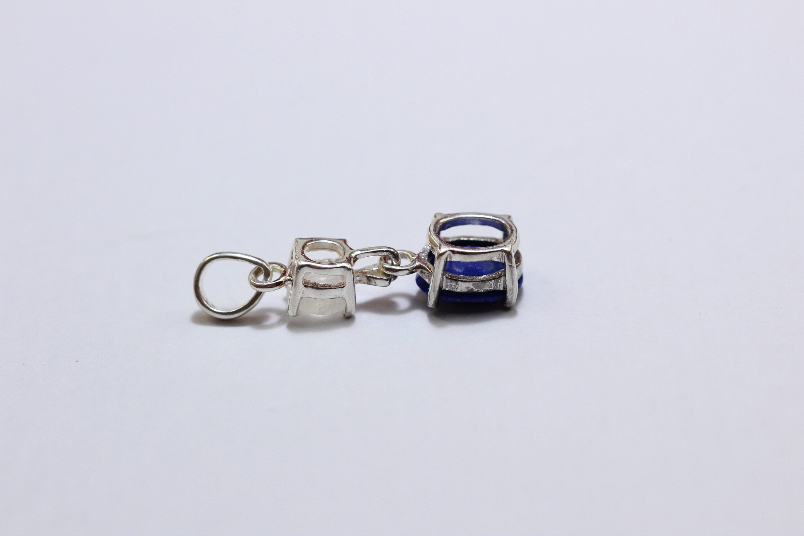 Edler 3,76 Carat Lapislazuli Mondlichttopas Anhanger 925 Silber Collier Kette Top