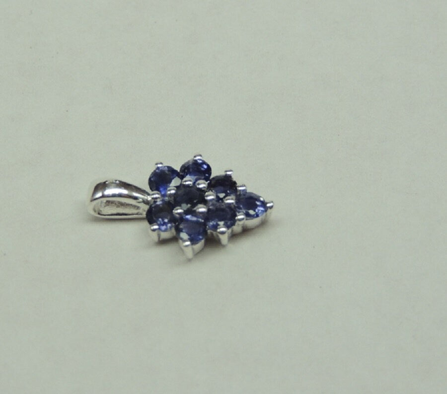 Edler 0,8 Carat Iolith Anhanger 925 Silber Collier Kette Wassersaphir Luchssaphir