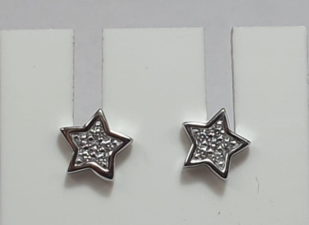Edle Stern Ohrstecker 925 Silber mit Zirkonia American Diamant Ohrstecker