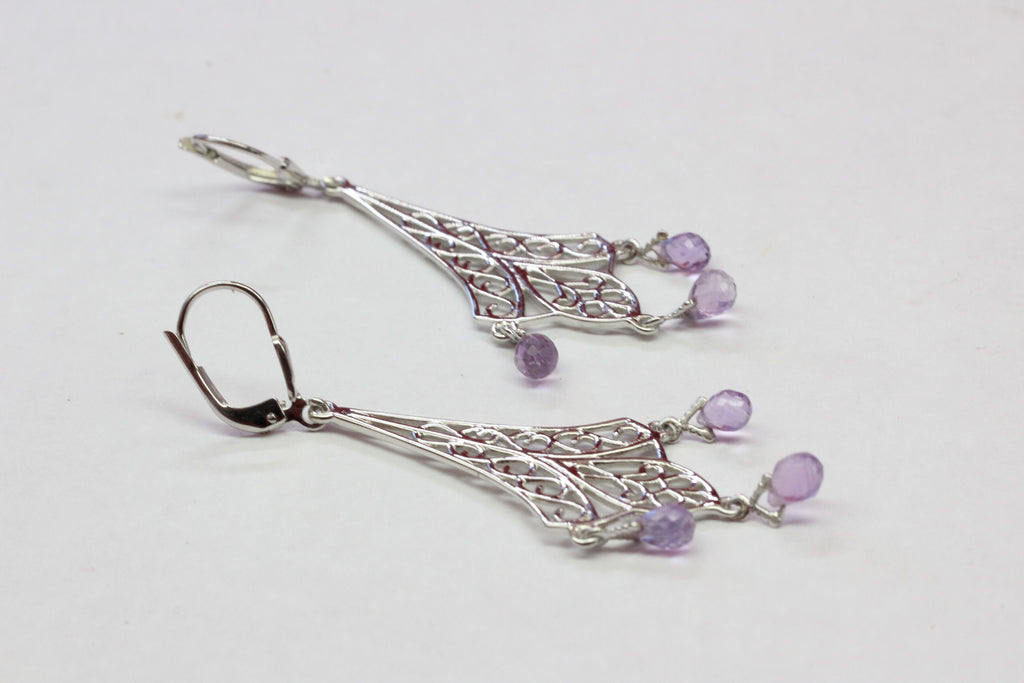 Edler 3,75 Carat Amethyst Brisur Ohrhanger 925 Silber violetter Edelstein Ohrschmuck