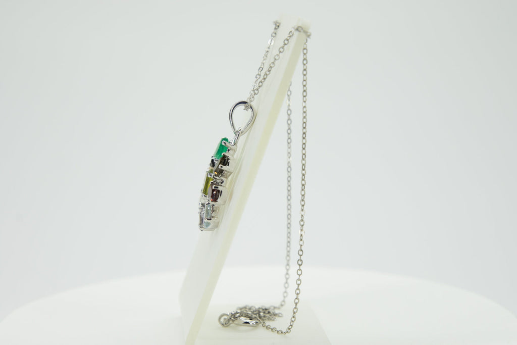 4,6 Carat Multi Edelstein Anhanger 925 Silber Collier Kette Top Edelstiene