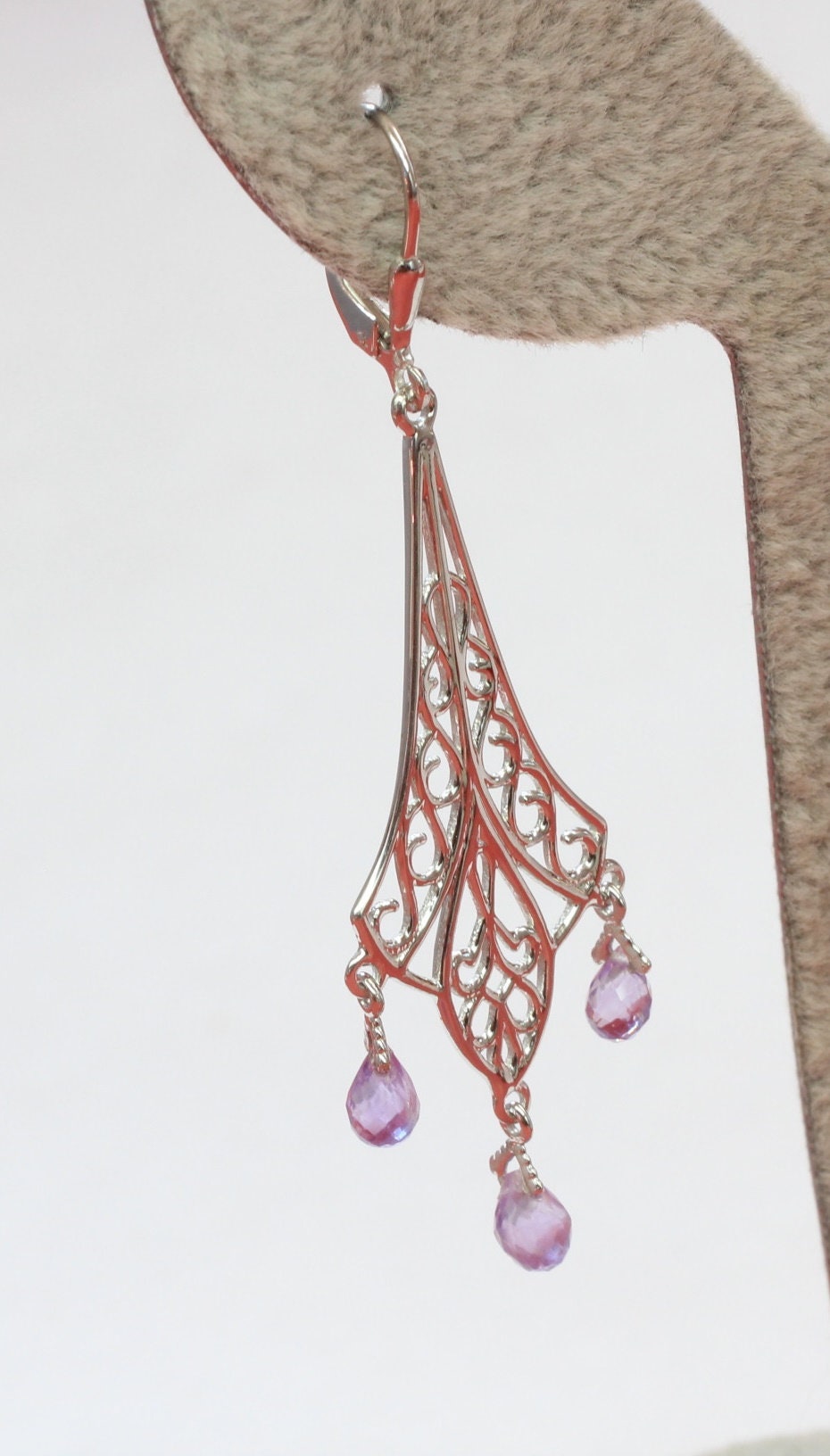 Edler 3,75 Carat Amethyst Brisur Ohrhanger 925 Silber violetter Edelstein Ohrschmuck