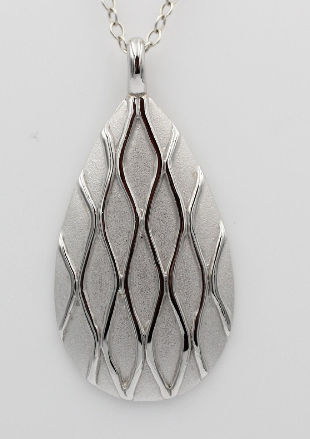 Anhänger Tropfen 925 Sterling Silber matt mattiert Silberanhänger Collier Kette