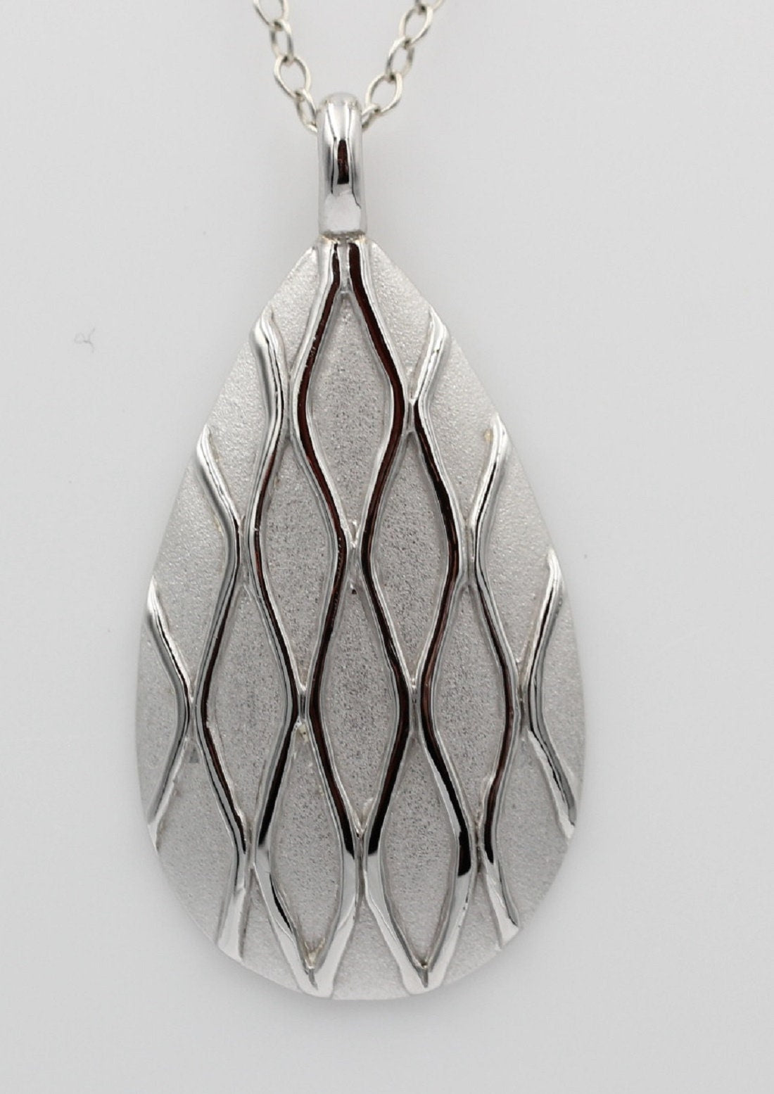 Anhänger Tropfen 925 Sterling Silber matt mattiert Silberanhänger Collier Kette