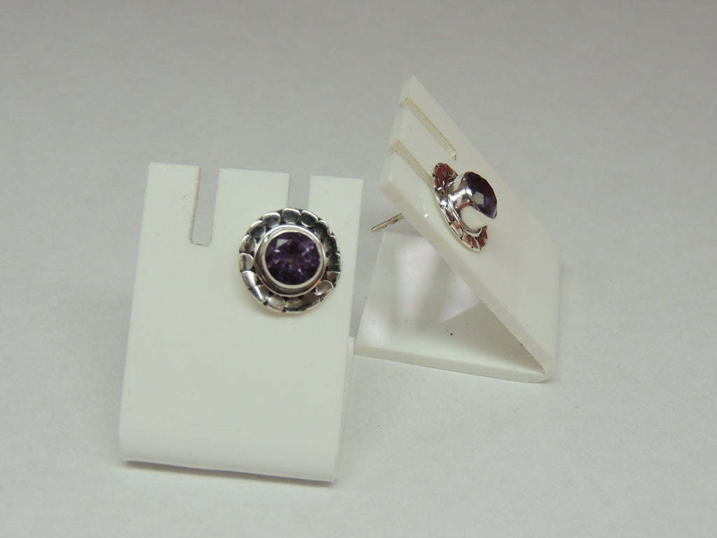 Edle 1,2 Carat leuchtende Amethyst Ohrstecker 925 Silber violetter Edelstien Top