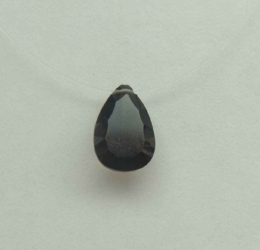 2,0 Carat Concave Schliff Rauchquarz Collier schwebender Stein 925 Silber ca 43 cm