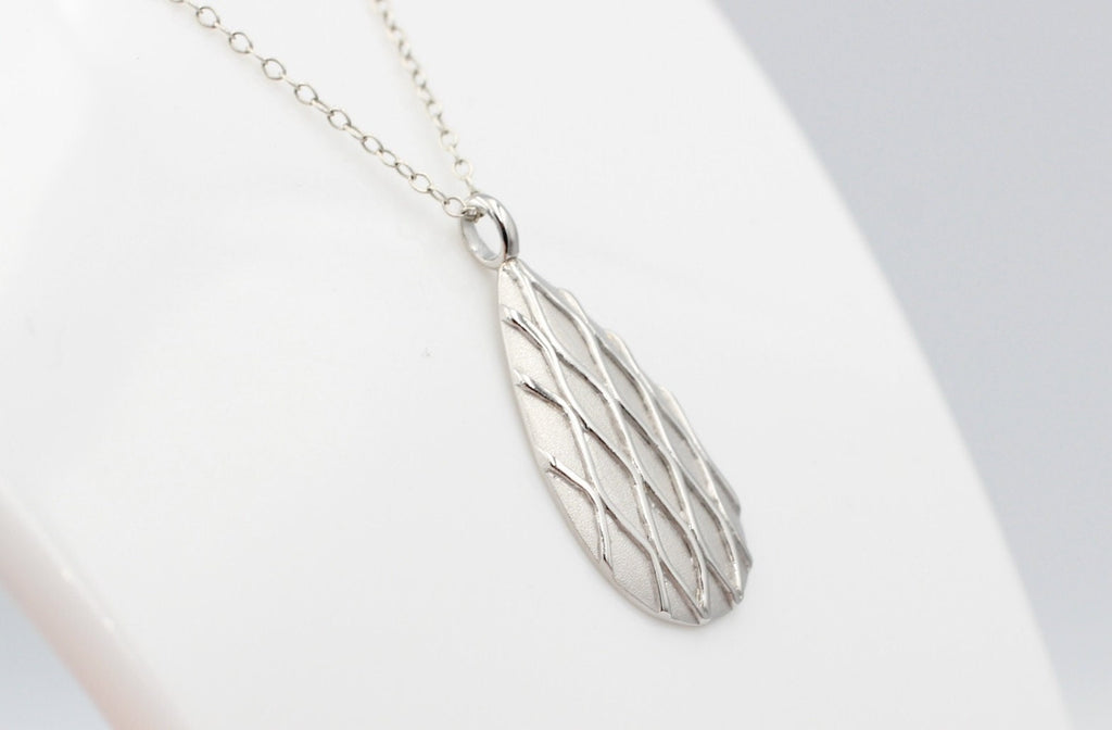 Anhänger Tropfen 925 Sterling Silber matt mattiert Silberanhänger Collier Kette
