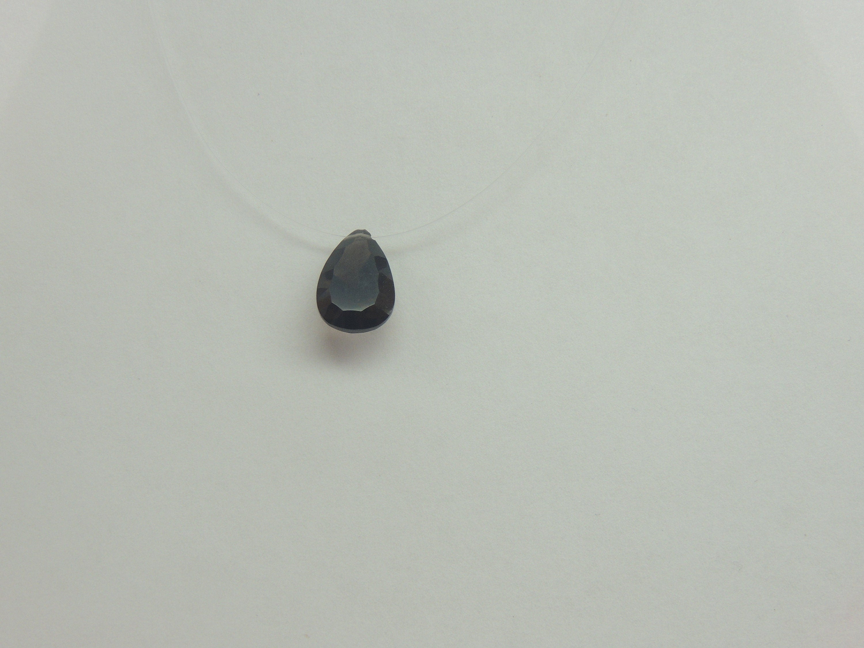 2,0 Carat Concave Schliff Rauchquarz Collier schwebender Stein 925 Silber ca 43 cm