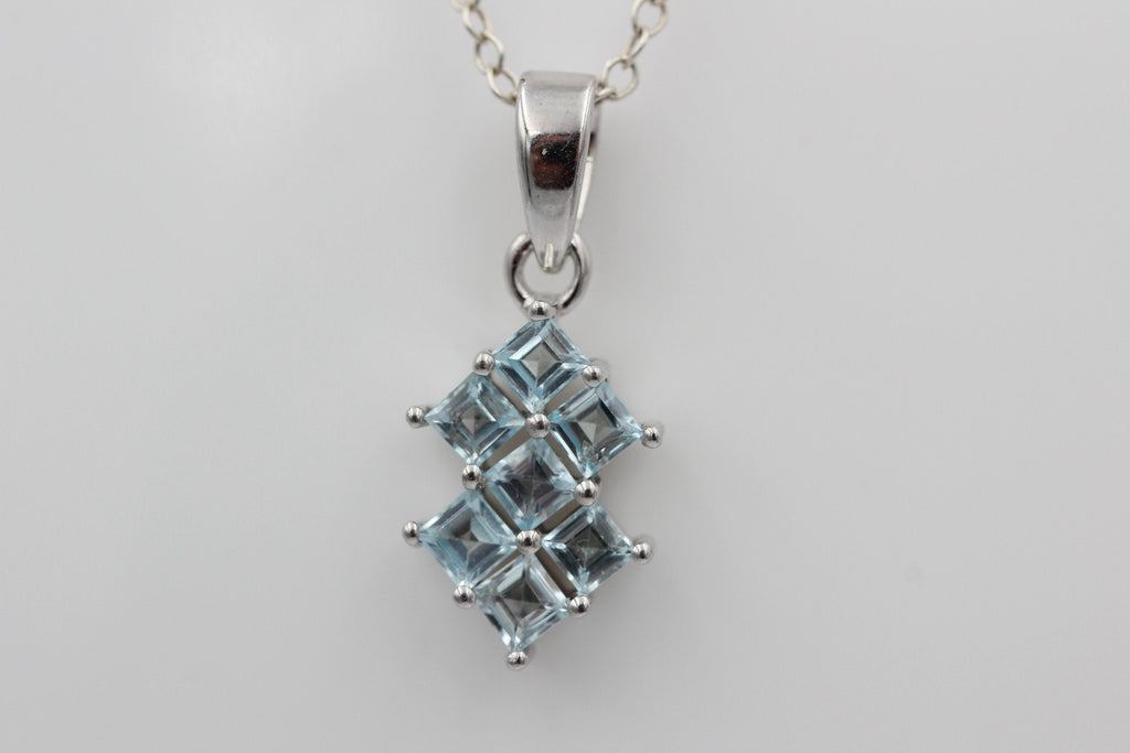 Edler 1,9 Blautopas Anhänger 925 Silber Collier Kette himmelblauer Topas  Edel