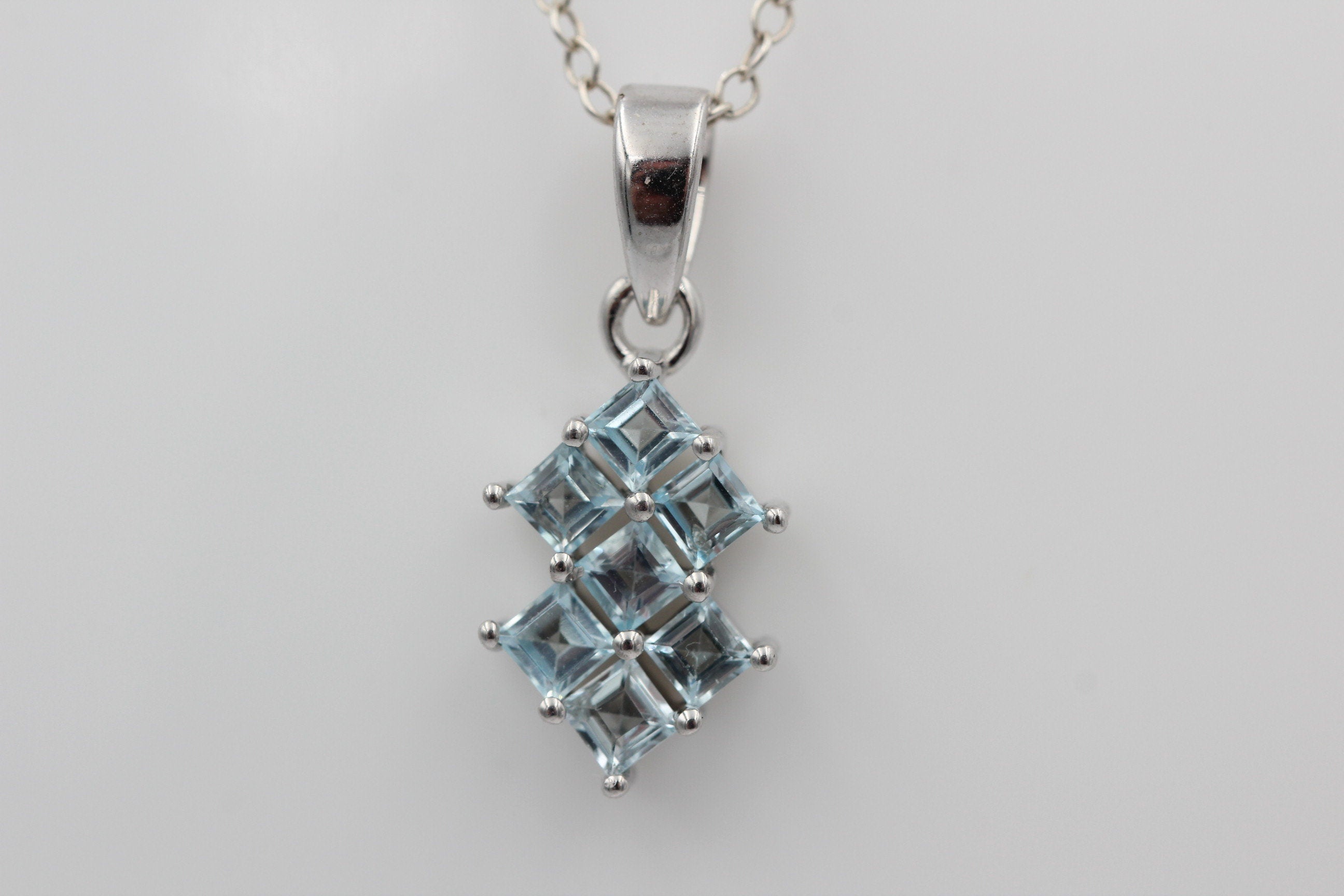 Edler 1,9 Blautopas Anhänger 925 Silber Collier Kette himmelblauer Topas  Edel