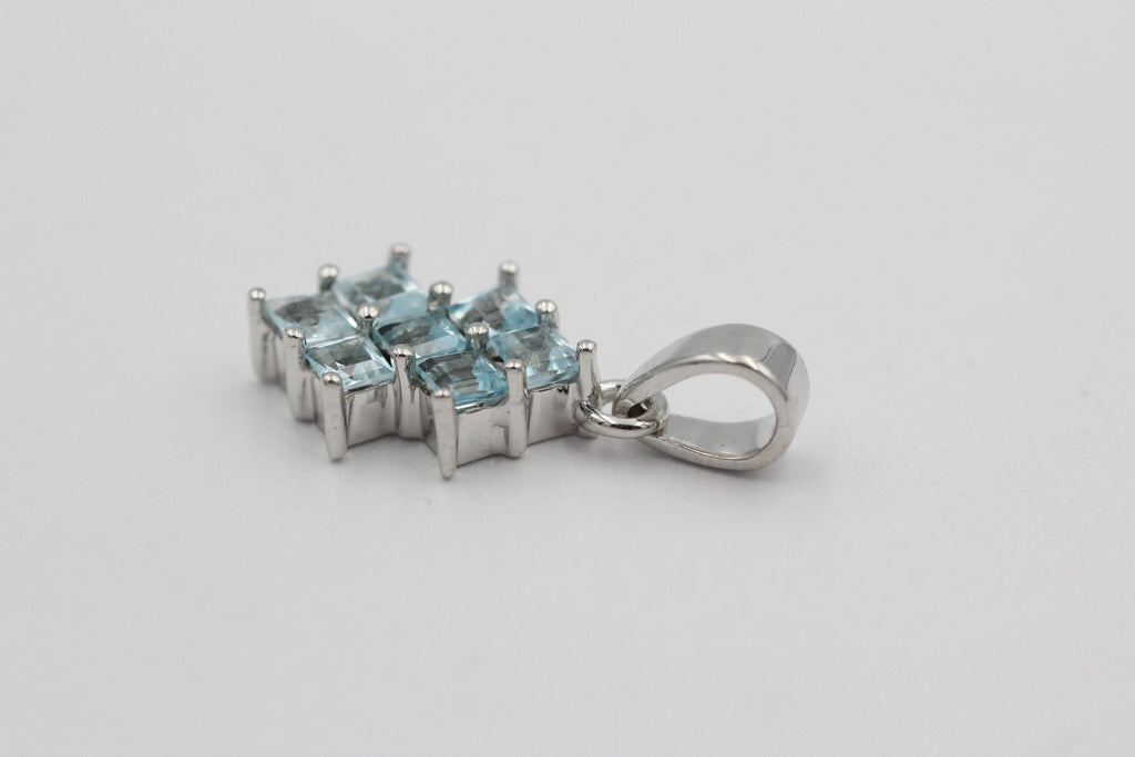 Edler 1,9 Blautopas Anhänger 925 Silber Collier Kette himmelblauer Topas  Edel