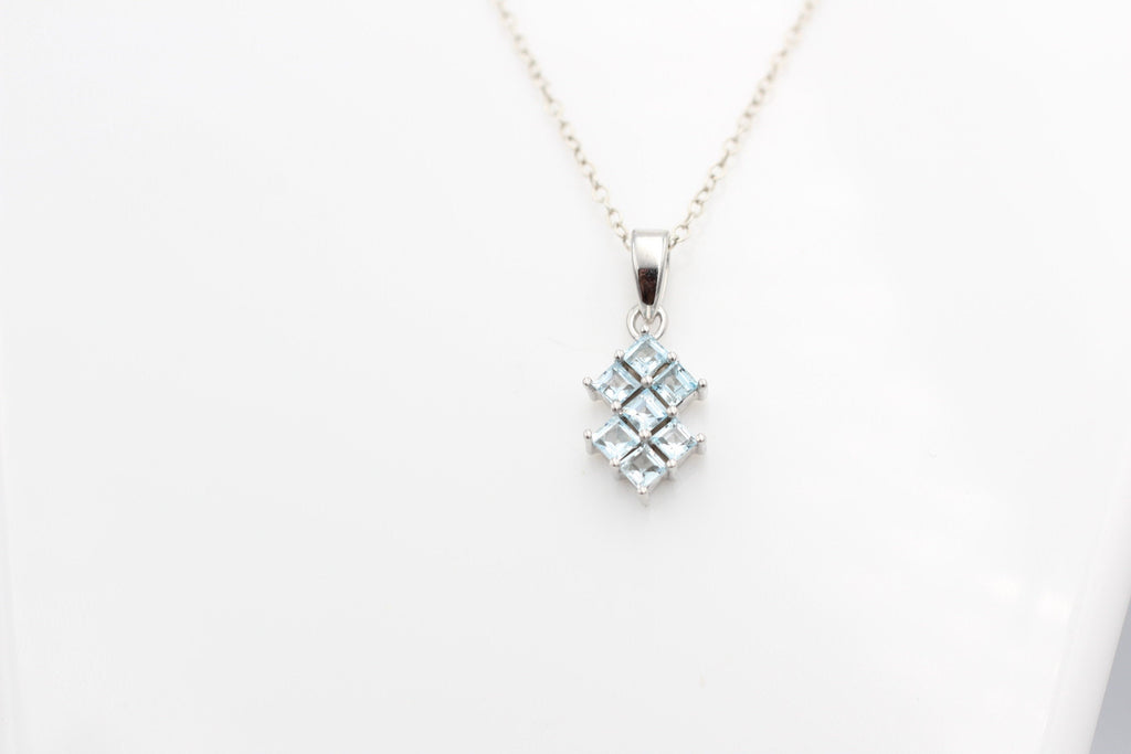 Edler 1,9 Blautopas Anhänger 925 Silber Collier Kette himmelblauer Topas  Edel