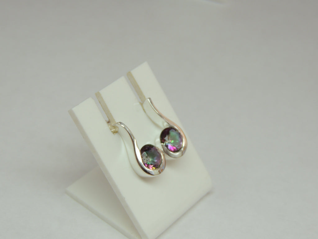 Edle 1,6 Carat Mystic Topas Ohrstecker 925 Silber Ohrring Edelsteinohrstecker