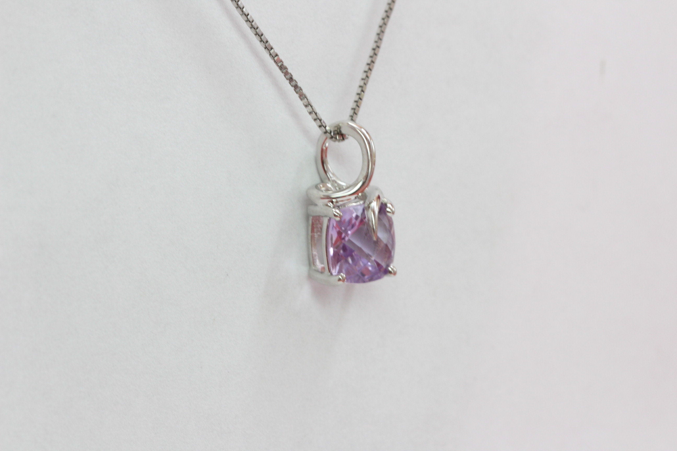 Edler 1,18 Carat edler Amethyst Anhanger 925 Silber Collier Kette Ametyhst