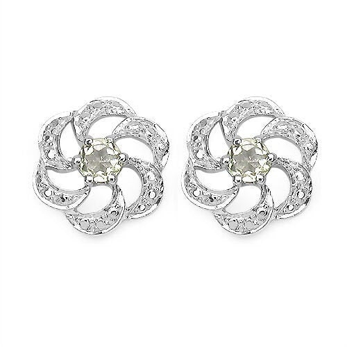 Edle 0,90 Carat Limonen Quarz Ohrstecker, Ohrring, 925 Silber Lemonquarz
